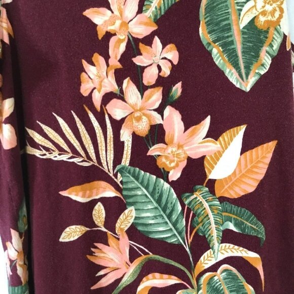 Old Navy Everywear Tank Top Sleeveless in Tropical Burgundy Floral Women's Sz XS - Picture 2 of 9